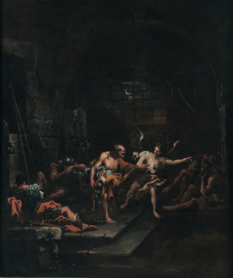 Alessandro Magnasco detto il Lissandrino : San Pietro liberato dall'Angelo  - olio su tela - Auction Old Masters - II - Cambi Casa d'Aste