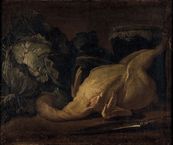 Giuseppe Antonio Pianca - Natura morta con pollo e cavolo
