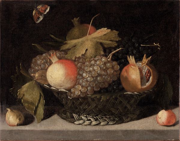 Scuola lombarda del XVI secolo Natura morta con cesto di frutti