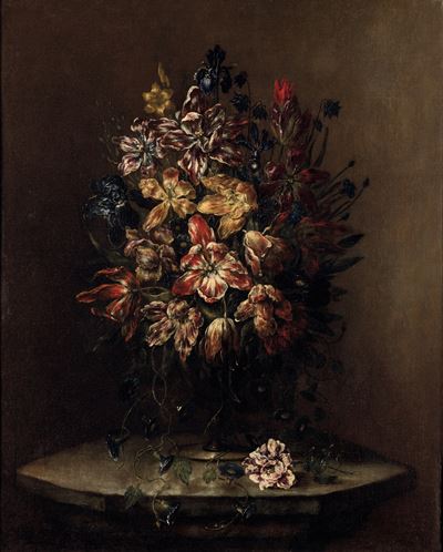 Vaso di fiori morenti - olio su tela, 75x95 cm