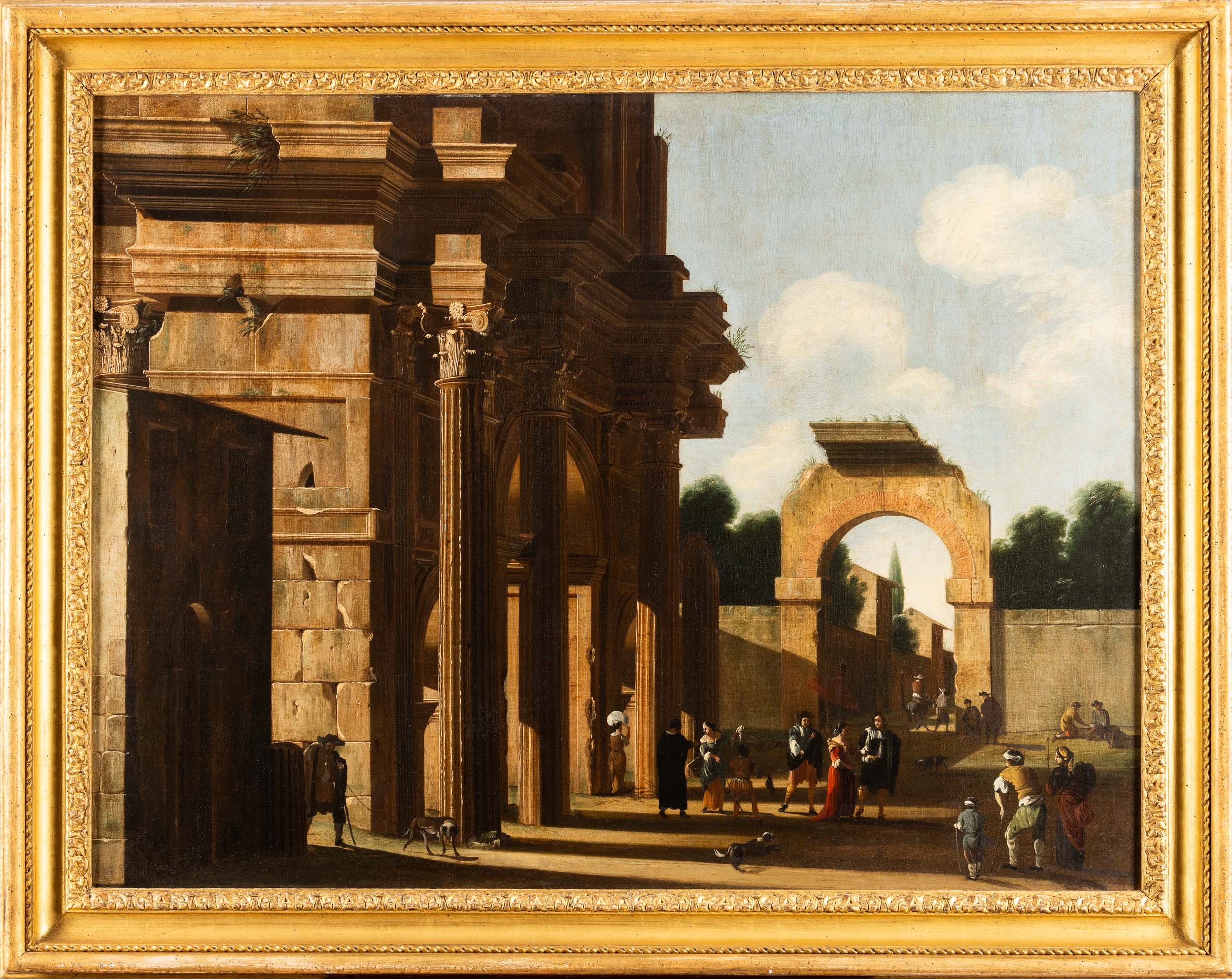 Niccolò Codazzi - Architettura con figure, olio su tela