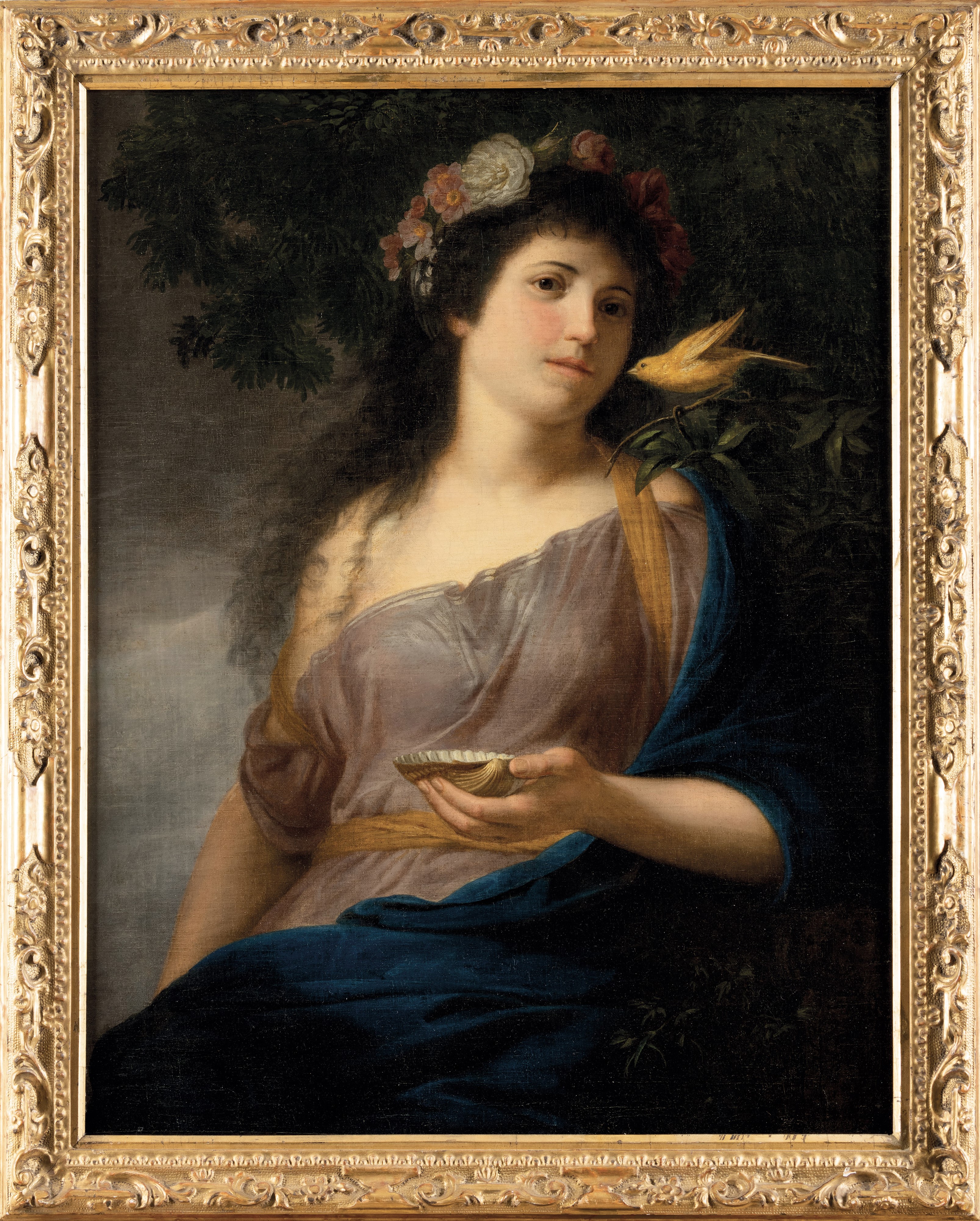Maria Anna Catherina Angelika Kauffmann - Donna con Corona di Fiori e Canarino