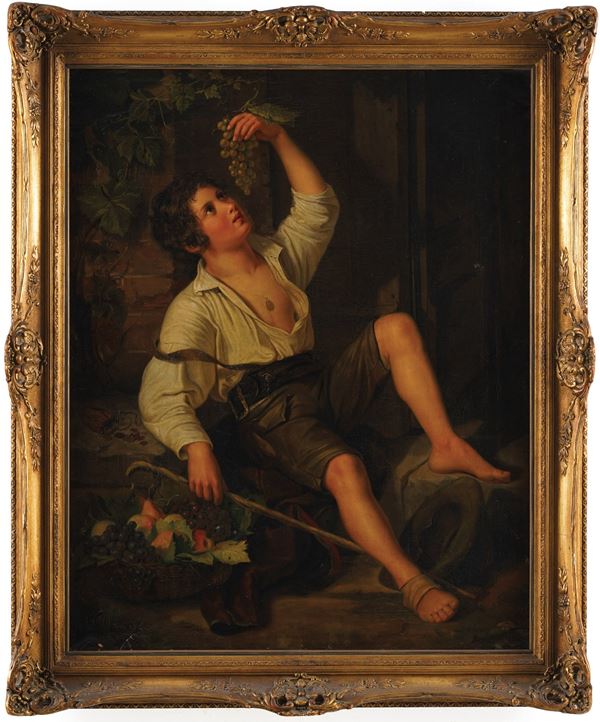 Fanciullo dopo la vendemmia