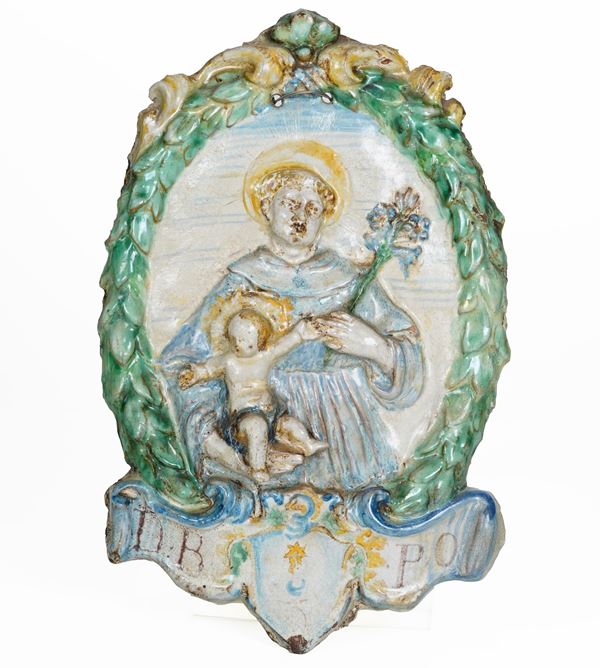 Targa devozionale con Sant'Antonio da Padova.  Emilia Romagna (?), XVIII secolo.