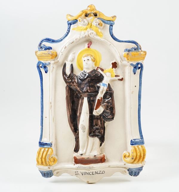 Traga devozionale con San Vincenzo. Probabilmente Emilia Romagna, XIX secolo.