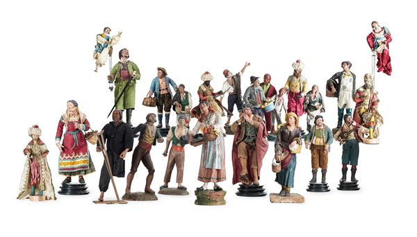 Arte presepiale genovese del XIX-XX secolo Raccolta di ventiquattro figure da presepe