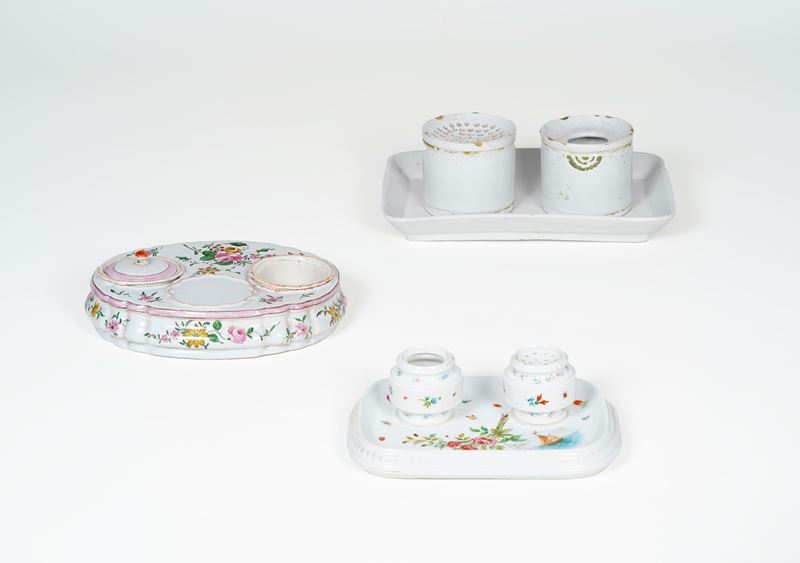Tre servizi da scrittoio, XIX e XX secolo.   - Auction Ceramics and glass - Cambi Casa d'Aste