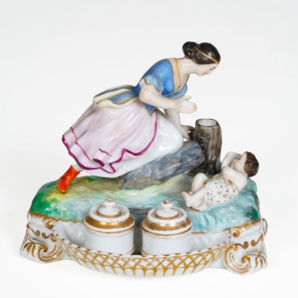 Servizio da scrittorio figurato, XIX secolo.