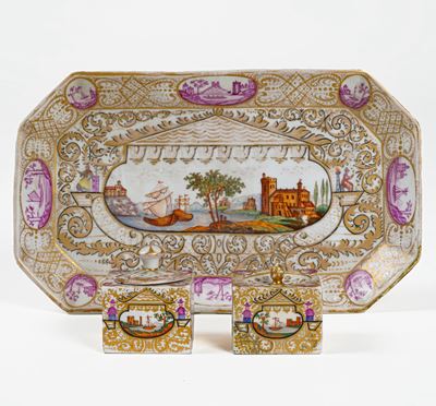 Servizio da Scrittoio.meissen, XIX Secolo (porcellana).pittore Indipendente, 1900 Circa (decorzio...