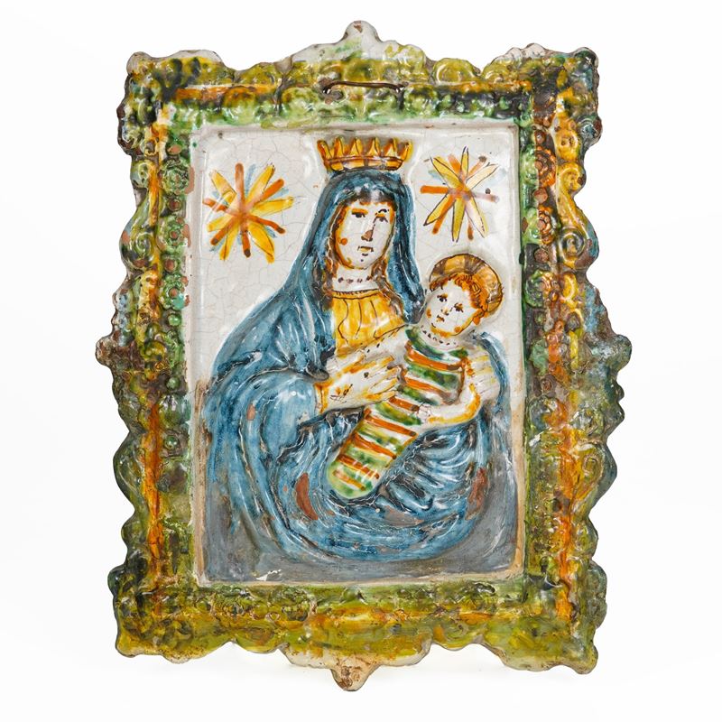Targa devozionale. Italia centrale, XIX secolo.  - Auction Ceramics and glass - Cambi Casa d'Aste