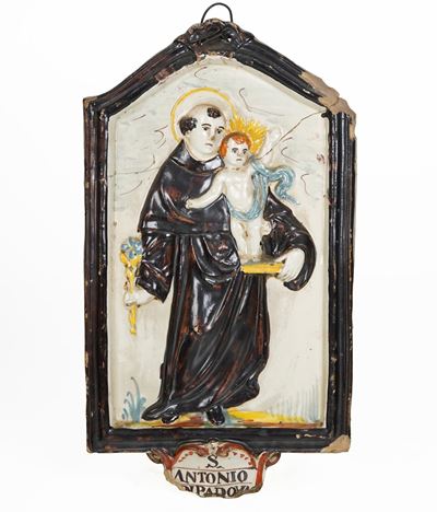 Targa Devozionale con Sant'antonio da Padova.italia Centrale, XIX Secolo.
