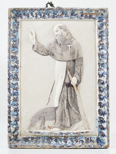 Targa Devozionale con Sant'antonio.sassuolo (?), XIX Secolo.