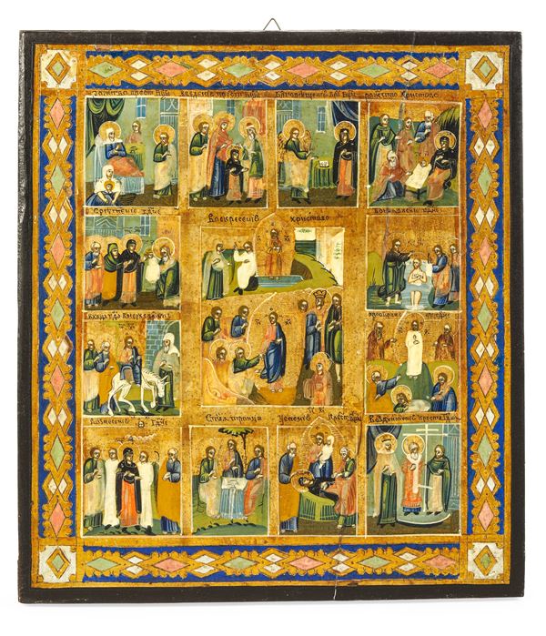 La resurrezione di Cristo. Icona tempera su tavola. Russia XIX secolo