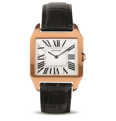 Santos Dumont Ref 2650 in Oro Rosa 18k Piatto Quadrante Argentè Numeri Romani