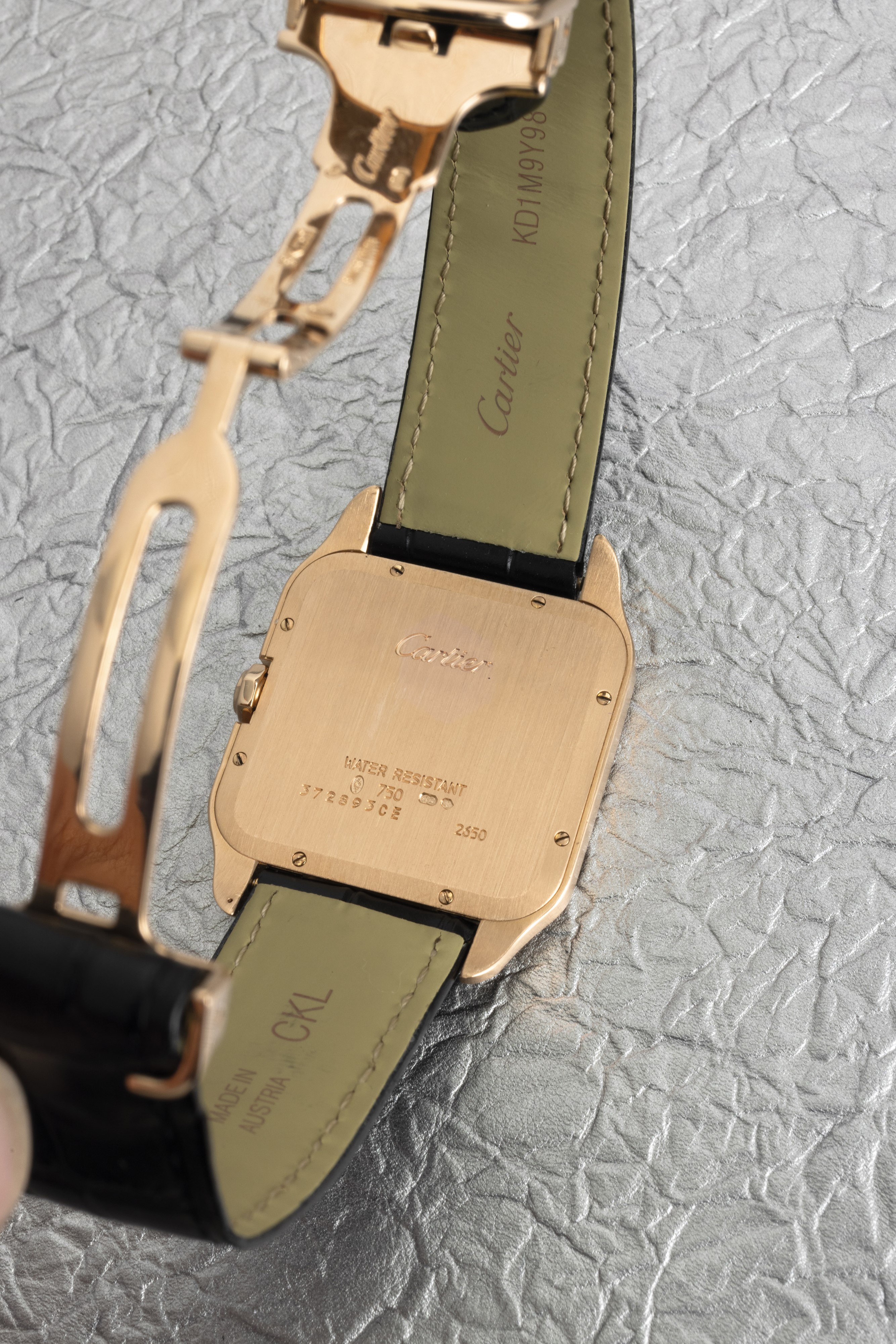 Cartier - Santos Dumont Ref 2650 in Oro Rosa 18k Piatto Quadrante Argentè Numeri Romani