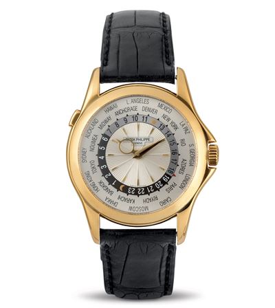 Elegante Worldtime Ref 5130j in Oro Bianco 18k, Disco Girevole con 24 Fusi Orari Azionabile Trami...