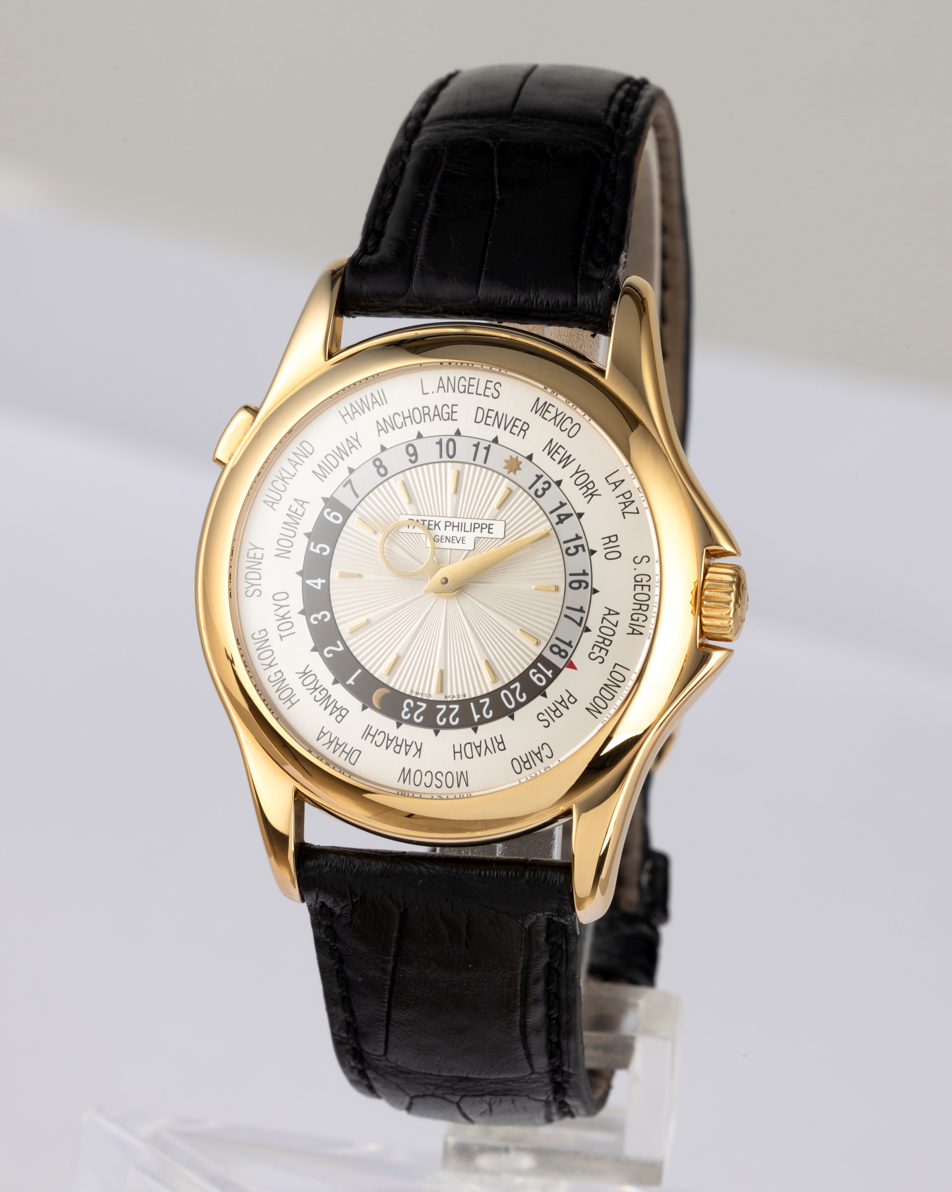 Patek Philippe - Elegante Worldtime Ref 5130j in Oro Bianco 18k, Disco Girevole con 24 Fusi Orari...