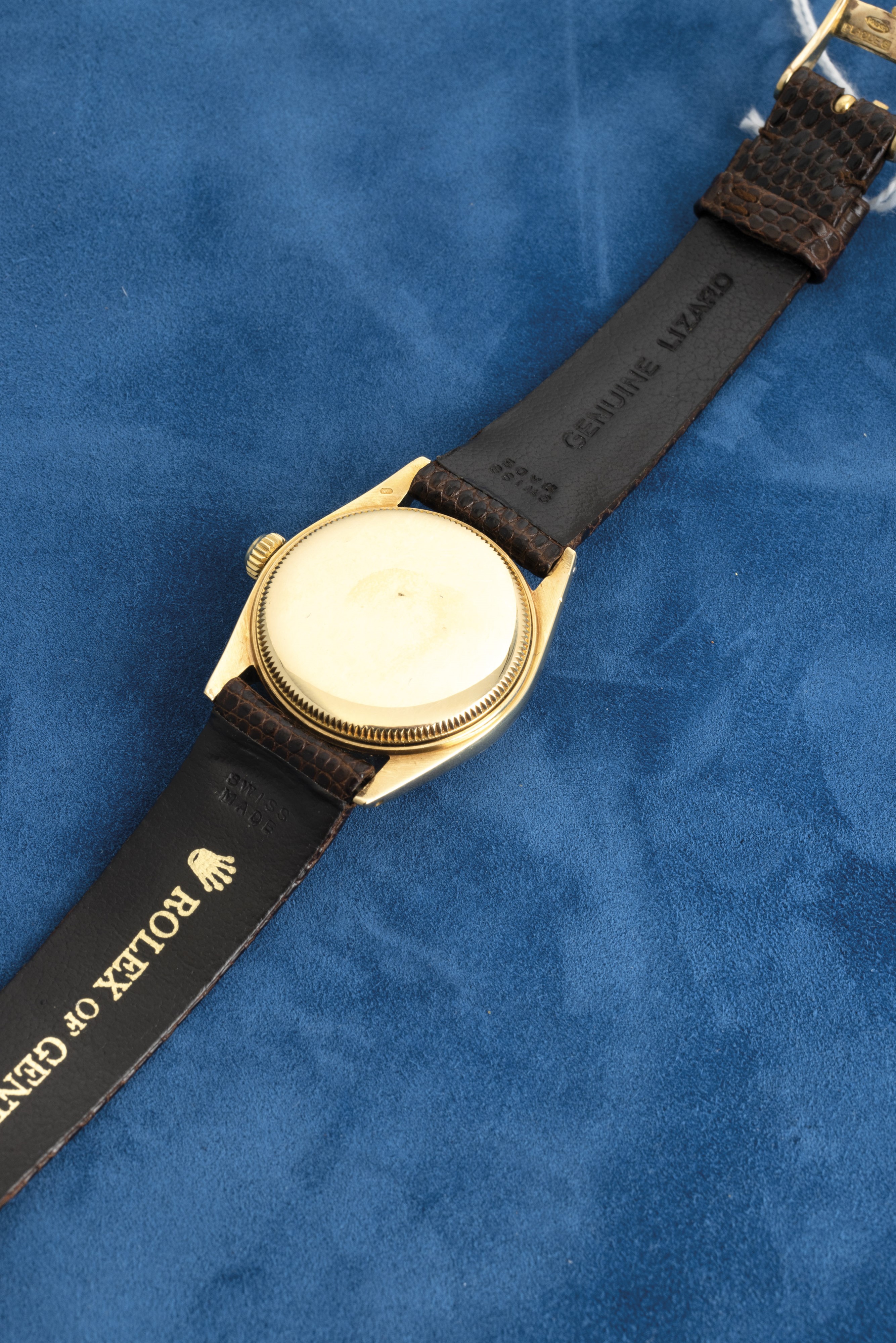 Rolex - Raro Oyster Perpetual Ref 6548 con Quadrante in Pietra Lapislazuli Cassa in Oro Giallo 18...