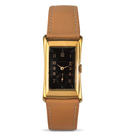 Prince Elegant Ref 2771 in Oro Giallo 18k Quadrante Nero Lucido con Grafica Oro e Piccoli Secondi...