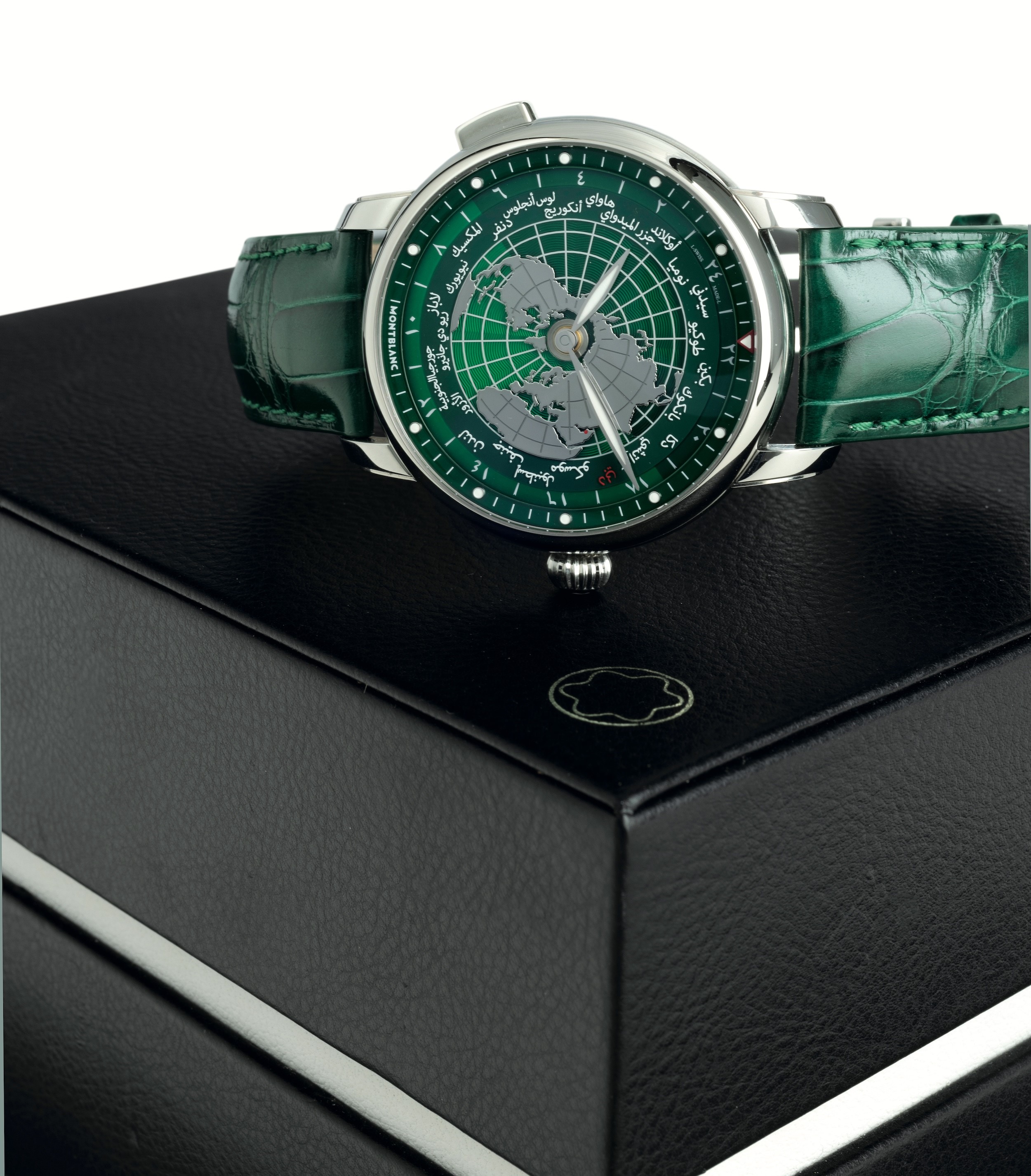 Montblanc - Star Legacy Orbis Terrarum con Indicazione dei 24 Fusi Orari, Cassa in Acciaio e Movi...