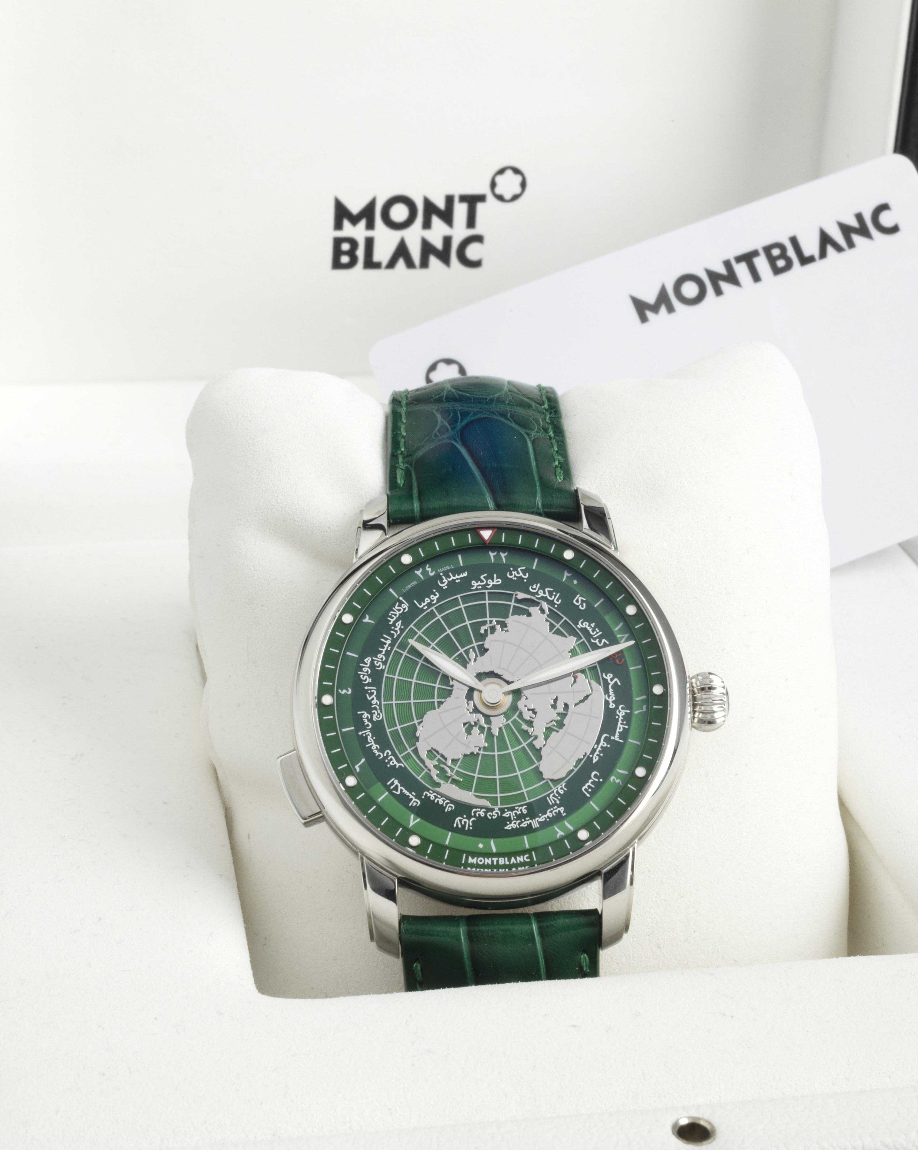 Montblanc - Star Legacy Orbis Terrarum con Indicazione dei 24 Fusi Orari, Cassa in Acciaio e Movi...
