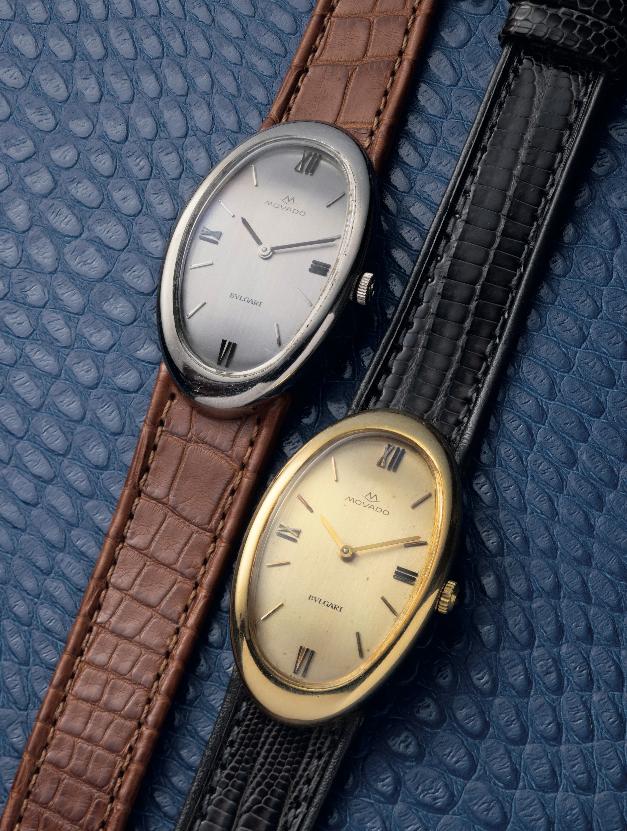 Movado - Ovale Allongèe in Oro Bianco 18k con Personalizzazione di "bvlgari" sul Quadrante