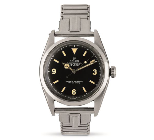 Rolex - Ovettone ref 6350 steel black dial Explorer central seconds, automatic winding
