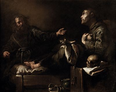 San Francesco consolato dall’angelo musicante, olio su tela