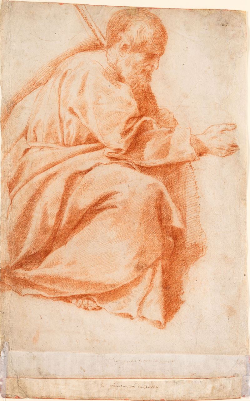 Simone Cantarini : San Giuseppe  - matita rossa su carta - Auction Antique Drawings - I - Cambi Casa d'Aste