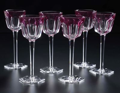 Dodici Calici “harcourt Vin Du Rhin” Francia, Manifattura Baccarat, Seconda Metà del XX Secolo