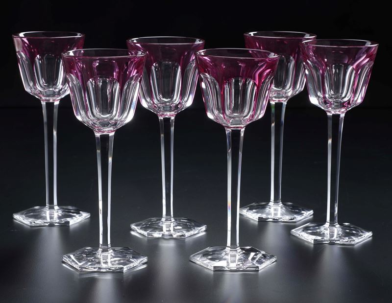 Dodici calici “Harcourt vin du Rhin” Francia, Manifattura Baccarat, seconda metà del XX secolo   - Auction L'Art de la Table - Cambi Casa d'Aste