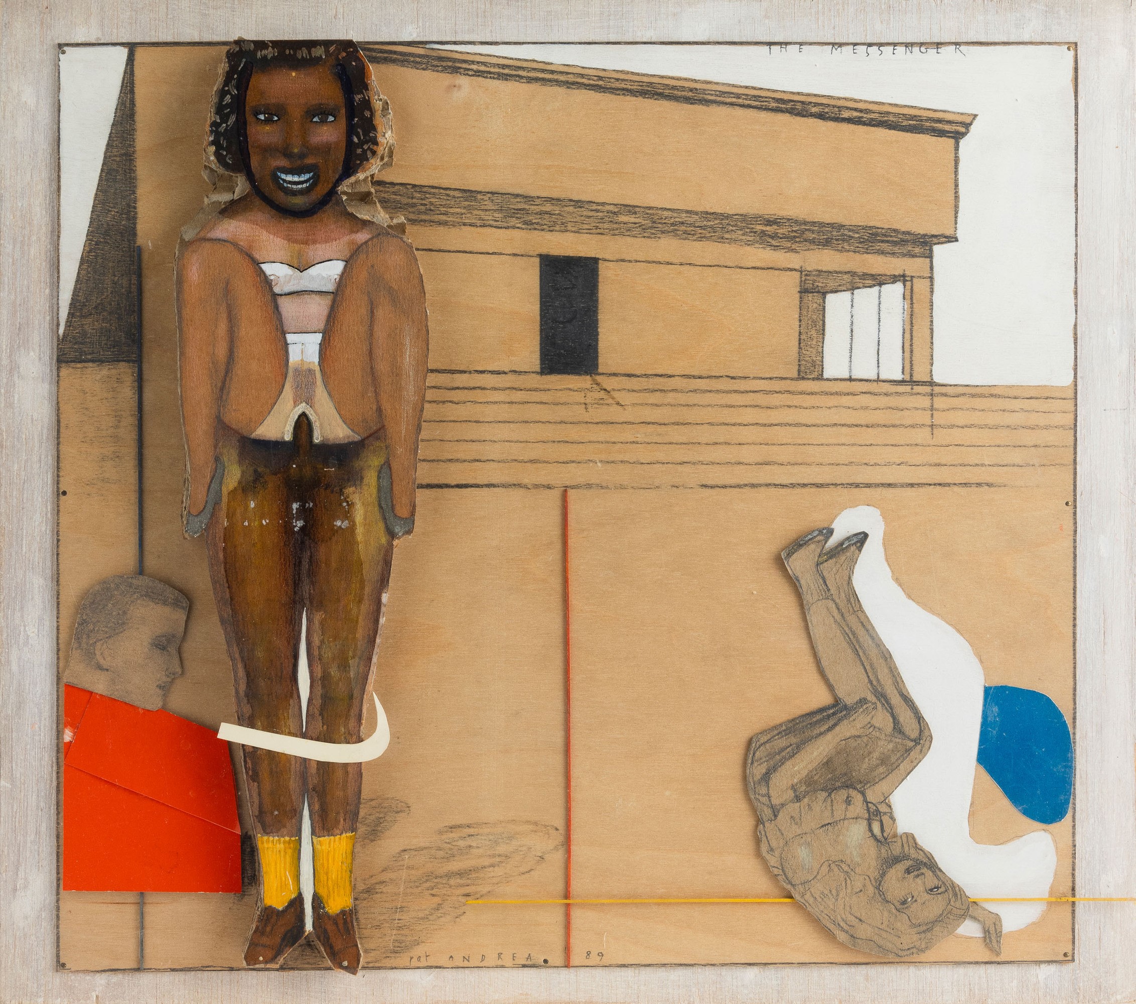 Andrea Pat - The Messenger, tecnica mista e collage su tavole