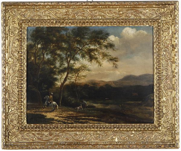 Paesaggio con cavaliere e viandante