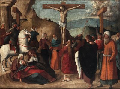 Scuola veneta del XVI secolo, Crocifissione, olio su tela