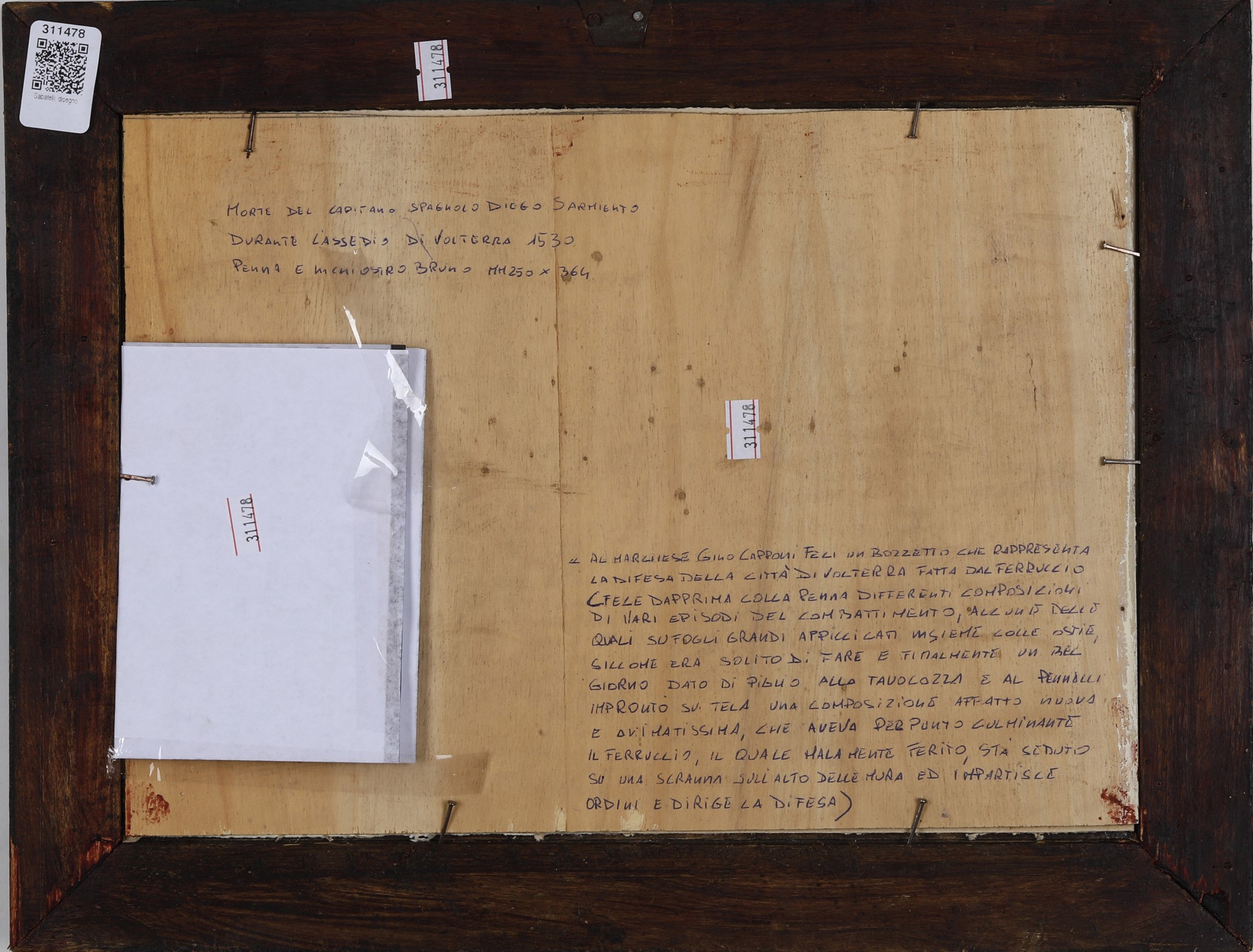 Luigi Sabatelli - Morte del capitano spagnolo Diego Sparimento, penna e inchiostro bruno su carta