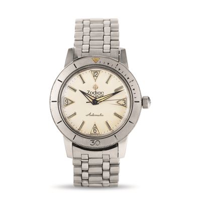 Raro Sea Wolf Albino Senza Data Automatico in Acciaio con Ghiera Girevole e Bracciale Originale A...