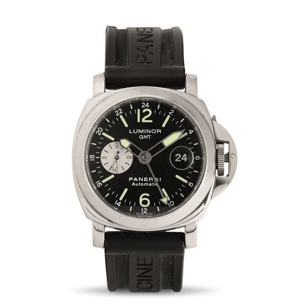 Officine Panerai - Luminor GMT ref 6554 steel, black dial, automatic winding with rubber strap