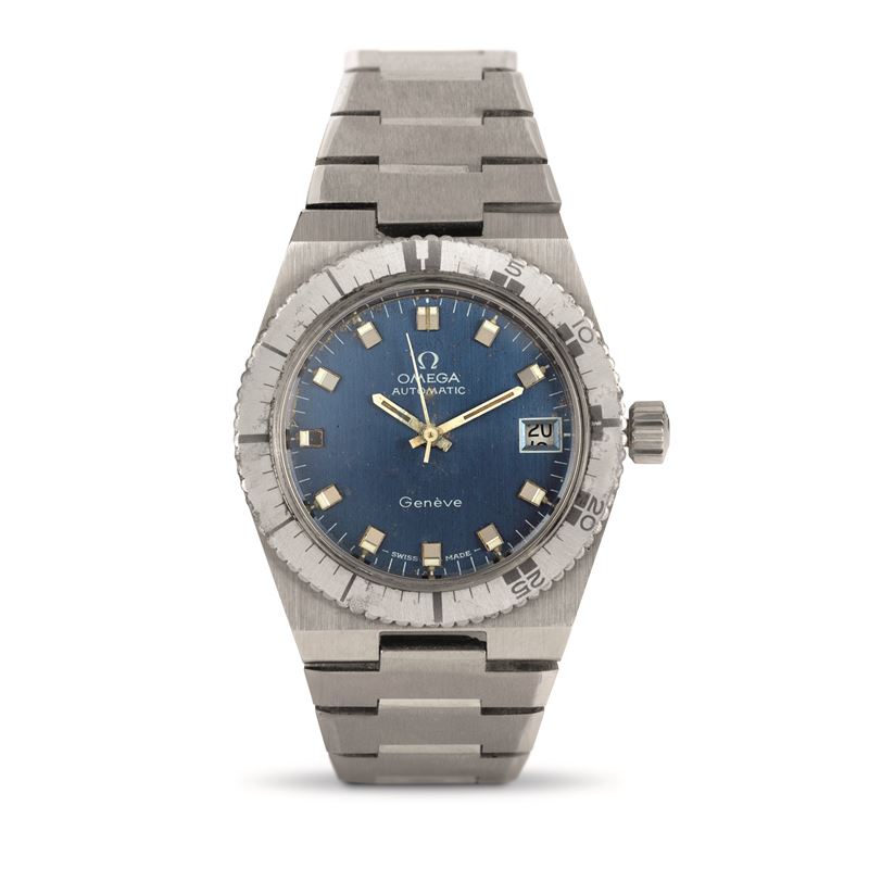 Omega : Geneve Diver ref 166.0124 automatic steel, blue soleil dial  - Auction Watches - Cambi Casa d'Aste