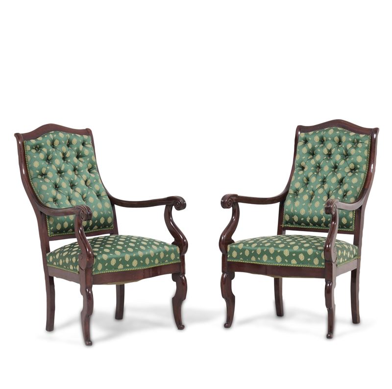 Coppia di poltrone in legno intagliato. XIX-XX secolo  - Auction Antique - Cambi Casa d'Aste