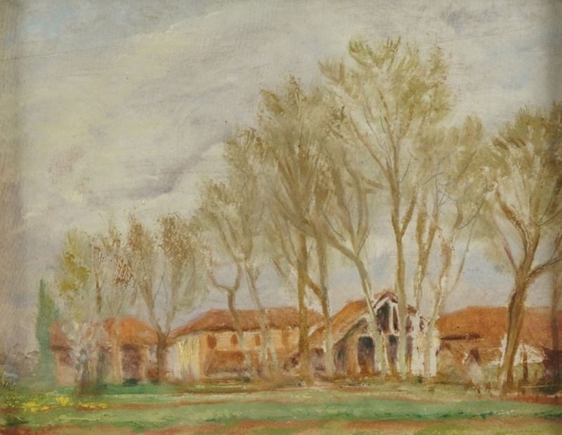 Anonimo del XIX-XX secolo Paesaggio  - tempera su carta - Auction Paintings from the 19th-20th centuries - Cambi Casa d'Aste