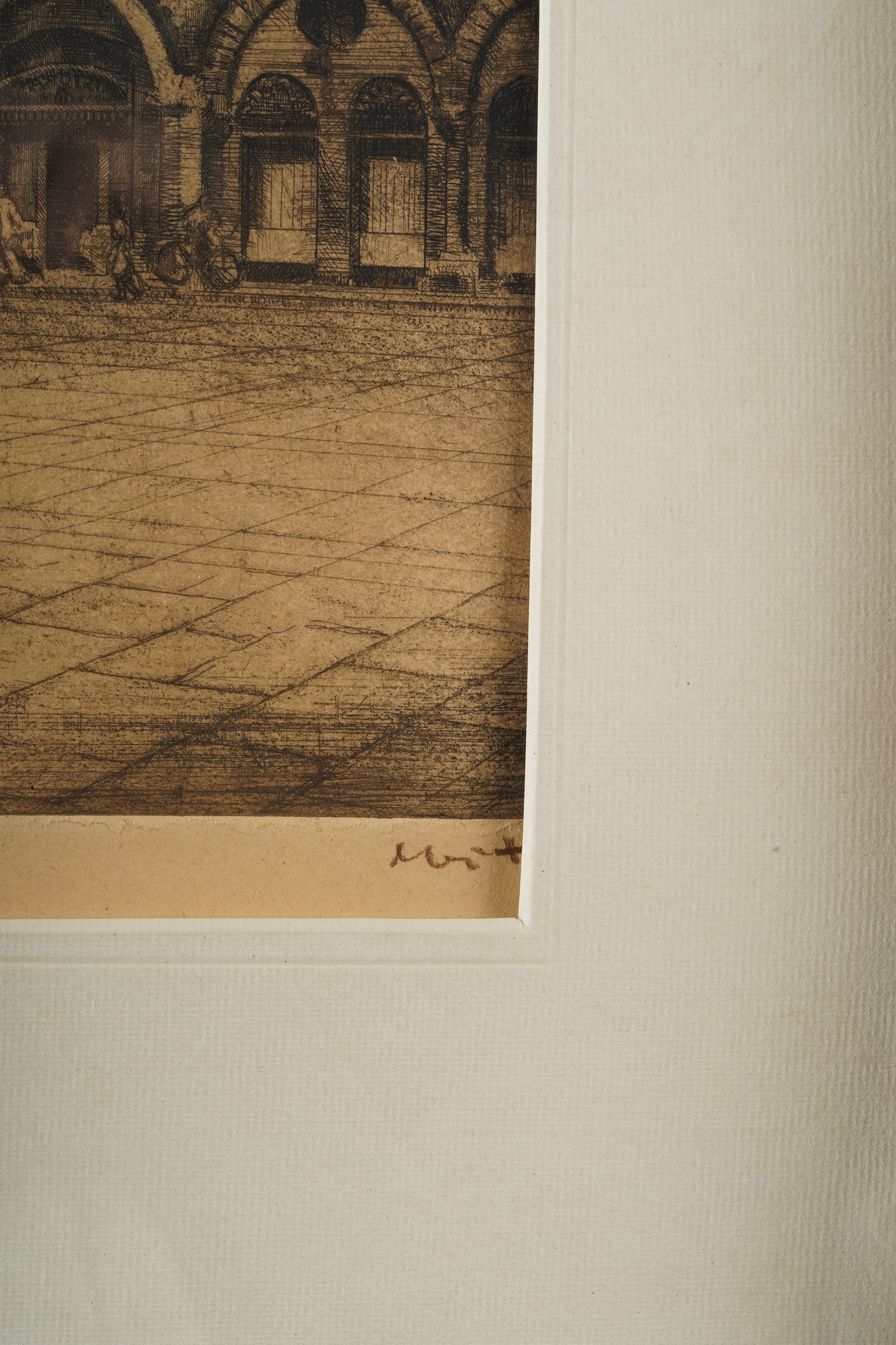 Litografia Raffigurante Piazza Mercanti a Milano