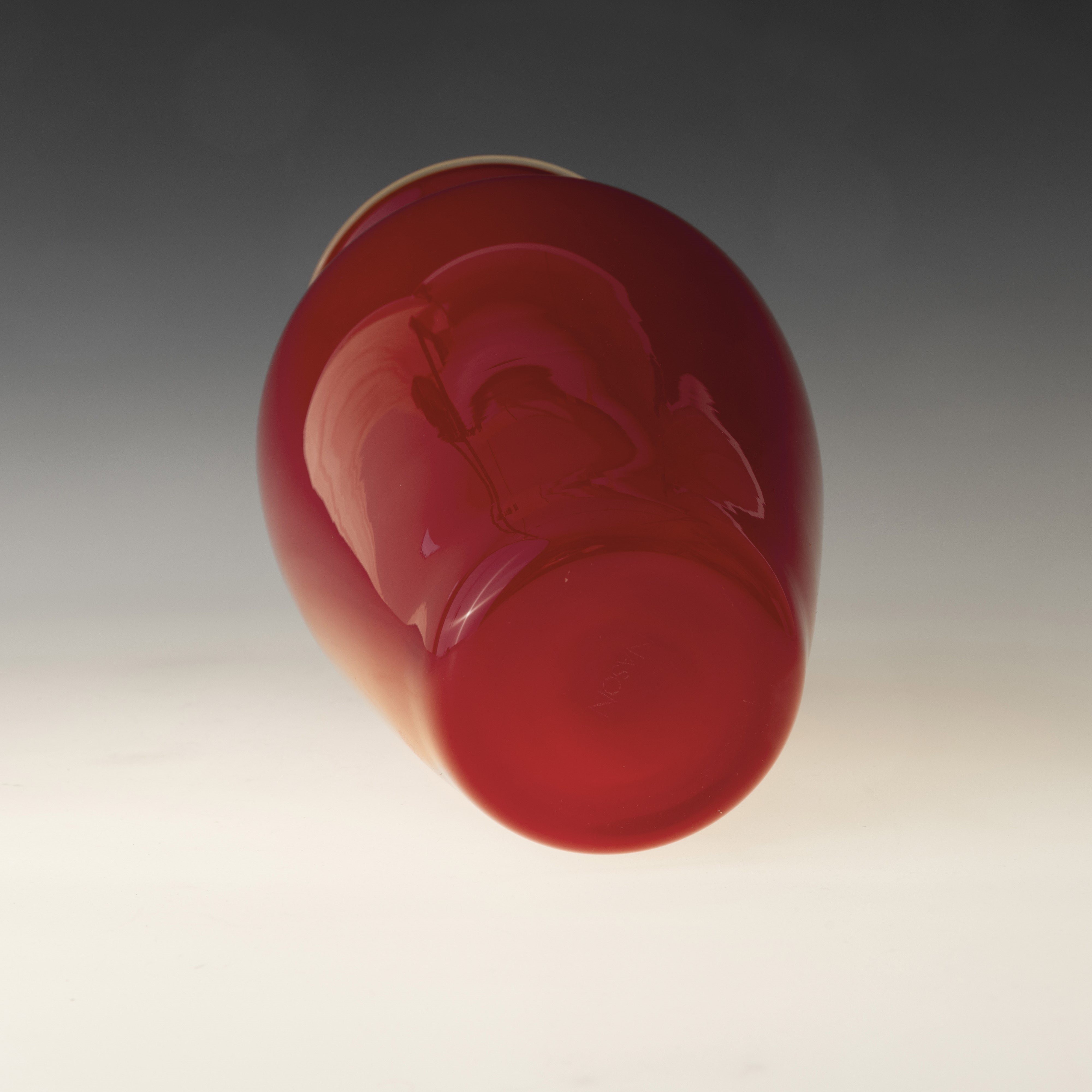 Carlo Nason - Vaso a Balaustro in Vetro di Murano Rosso con Collo Svasato.
