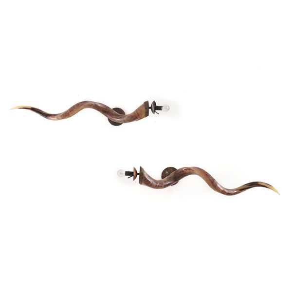 Coppia di appliques ricavate da corna