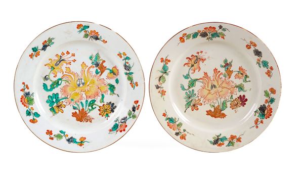 Coppia di piatti con decoro ‘a tulipano’ Doccia, Manifattura di Carlo Ginori, 1750-1755
