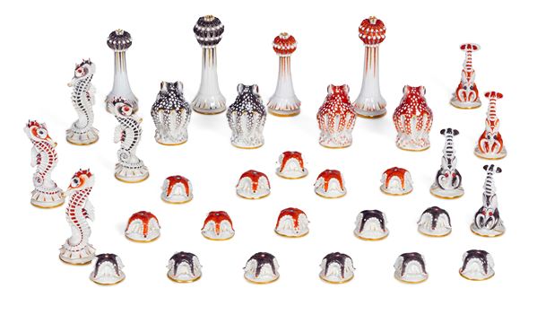 Raro set di scacchi “Sea Life” Meissen, 1945 circa Design di Max Esser 