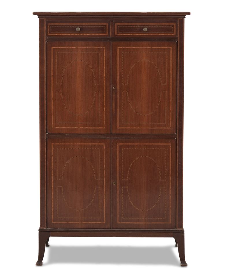 Mobile credenza impiallacciato in legno di mogano. XX secolo  - Auction Antique - Cambi Casa d'Aste