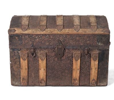 Baule in Legno e Pelle. XIX Secolo