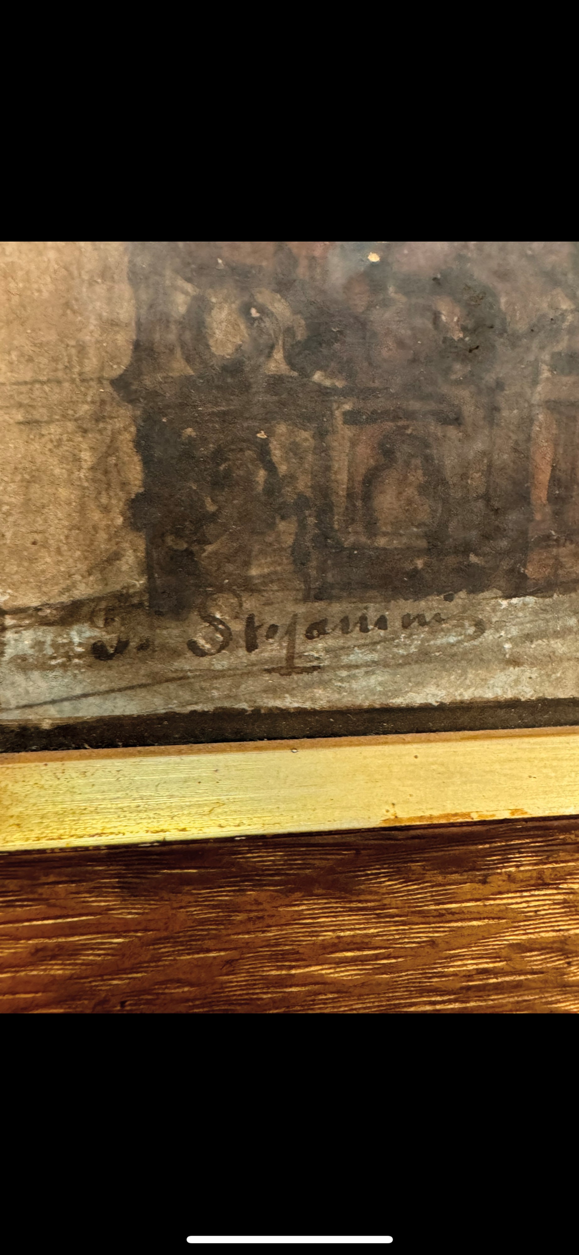 Anonimo del XIX Secolo Interno di Architettura Neogotica con Incontro tra un Frate e una Figura F...
