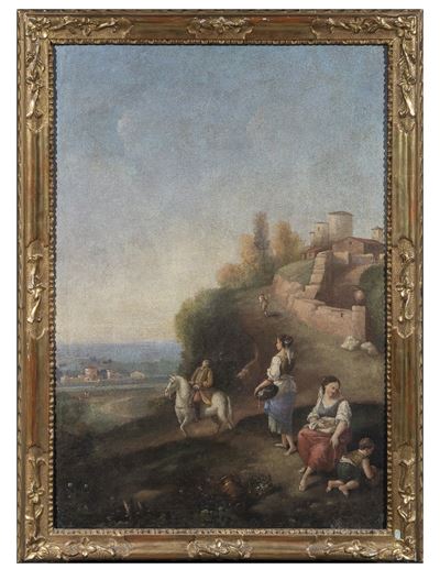Anonimo del XVIII Secolo Paesaggio con Ruderi e Pastori