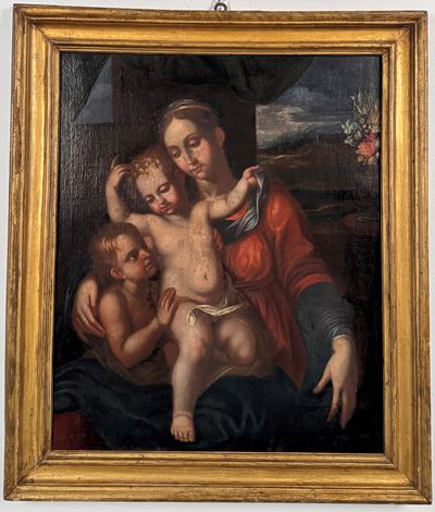 Anonimo del XVII Secolo Madonna Col Bambino e San Giovannino